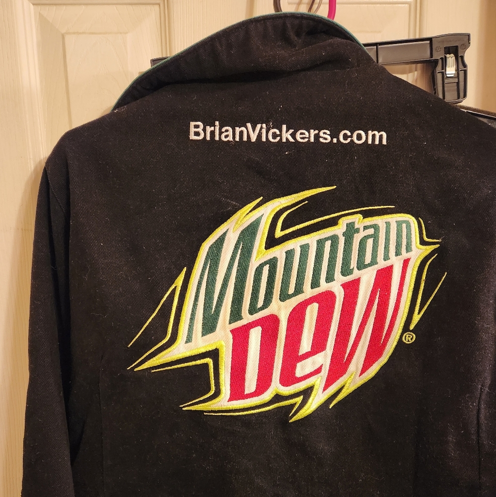 Vintage Mountain Dew Brian Vickers #57 JH Design NASCAR Jacket X-Large